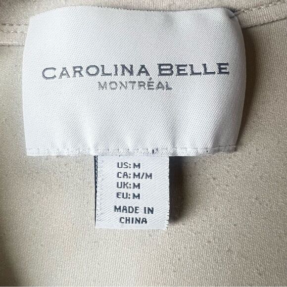 Carolina Belle Greige Oversized Crop Snap Stretch Comfy Blazer Jacket Size M - Picture 7 of 9